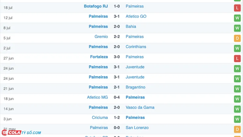 Soi kèo Palmeiras vs Vitoria: Phong độ Palmeiras